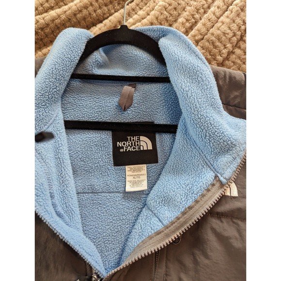 Vtg Women's North Face Soft Shell zip jacket size xl blue/blk used - Picture 5 of 6